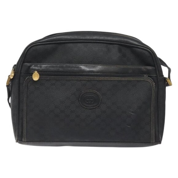 GUCCI Micro GG Supreme Shoulder Bag PVC Black Gold 001 22 1053 Auth BA3301 - Picture 2 of 16